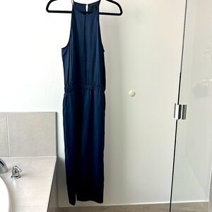 Navy blue BCBG satin jumpsuit